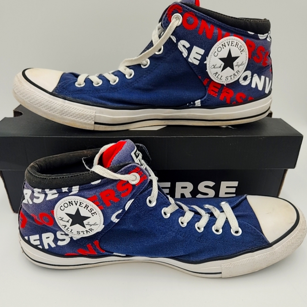 Converse Navy and Red High-Top Sneakers